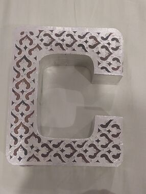 Decorative Letter C Accent in Silver